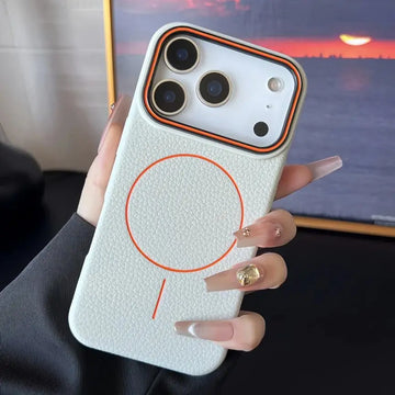 Coque iPhone magnétique en cuir givré compatible MagSafe