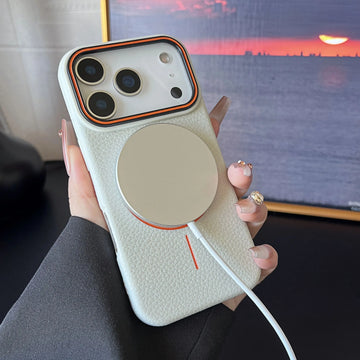 Coque iPhone magnétique en cuir givré compatible MagSafe